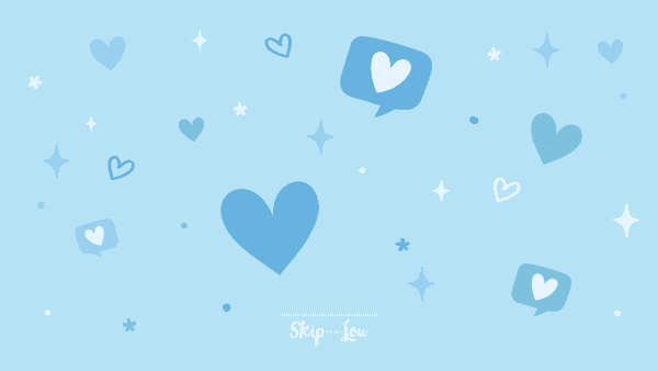 Blue heart wallpaper with blue hearts in different sizes for computer background.