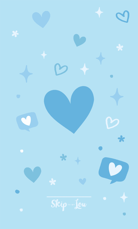 Blue heart wallpaper with blue hearts in different sizes for phone background.