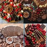 collage of chocolate charcuterie boards
