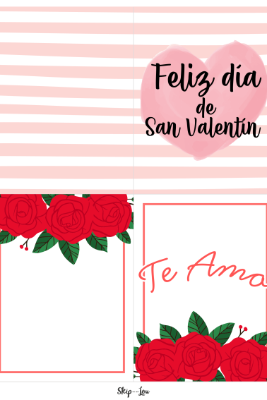 print cut and fold Feliz dia de San Valentin or Te Amo card