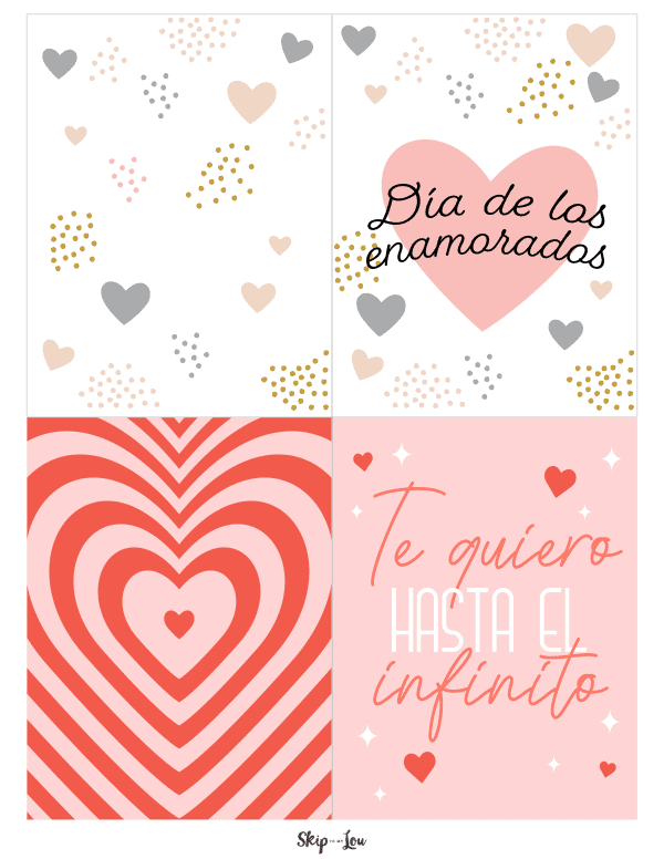 pink valentines cards with Spanish sayings
