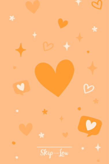 Orange heart wallpaper with orange hearts in different sizes for phone background.