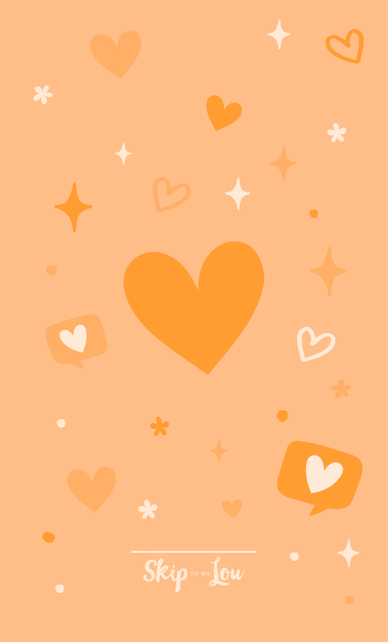 Orange heart wallpaper with orange hearts in different sizes for phone background.
