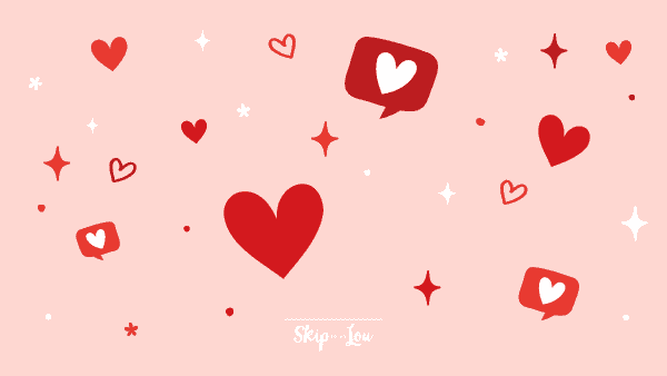 Red heart wallpaper with red hearts in different sizes for computer background.