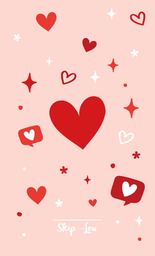 Red heart wallpaper with red hearts in different sizes for phone background.