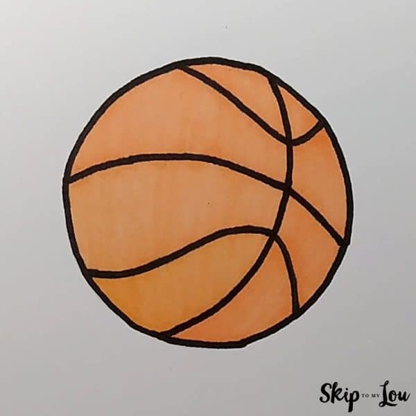 Finished basketball drawing tutorial from Skip to my lou