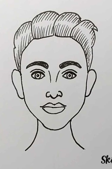 Final result - how to draw a face. Step by step tutorial from Skip to my Lou