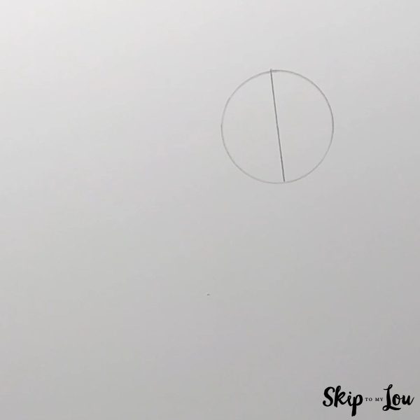 How to Draw a Fox- Skip to my Lou Tutorial - Step 1 - Circle with guideline.