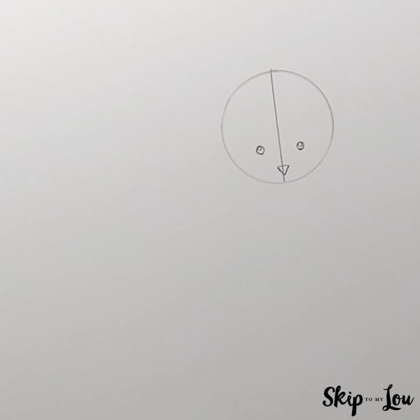How to Draw a Fox- Skip to my Lou Tutorial - Step 2 - Add eyes and nose.