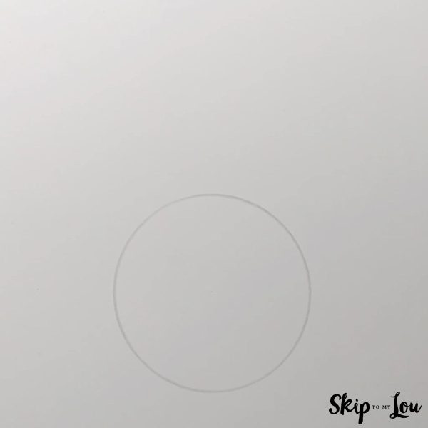 How to Draw a Hand - Skip to my Lou Tutorial - Step 1 - A guide circle in the bottom center of the page.
