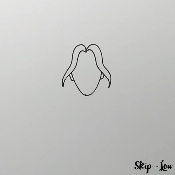 How to Draw Hair - Skip to my Lou Tutorial - Long Hair - Step 3 - Initial hair strands.