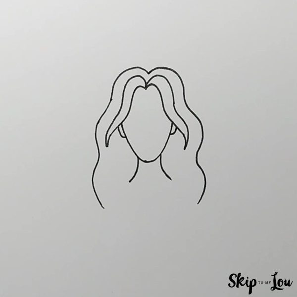 How to Draw Hair - Skip to my Lou Tutorial - Long Hair - Step 4 - More hair strands.
