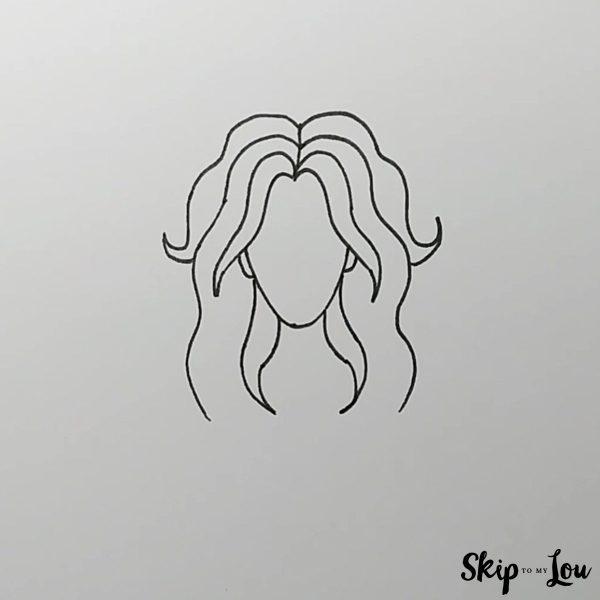 How to Draw Hair - Skip to my Lou Tutorial - Long Hair - Step 5 - Some stray hairs.