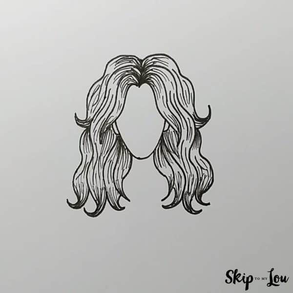 How to Draw Hair - Skip to my Lou Tutorial - The finished long hair drawing.