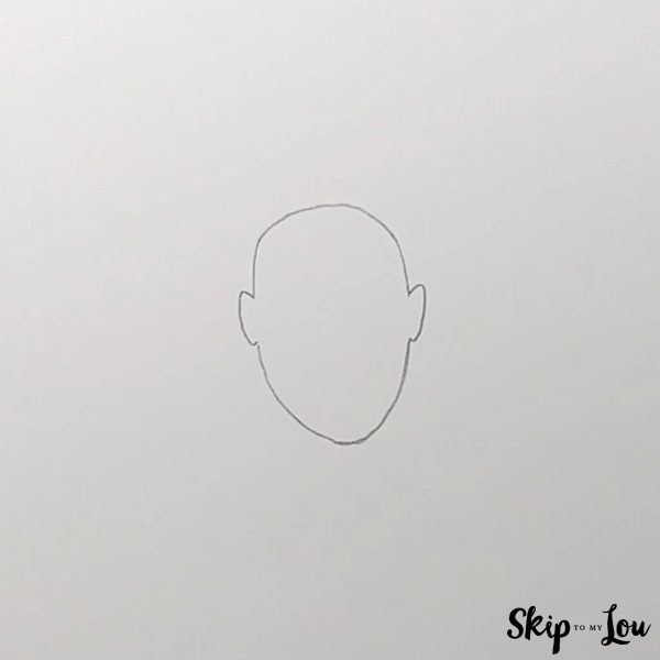 How to Draw Hair - Skip to my Lou Tutorial - Short Hair - Step 1 - Face with ears.