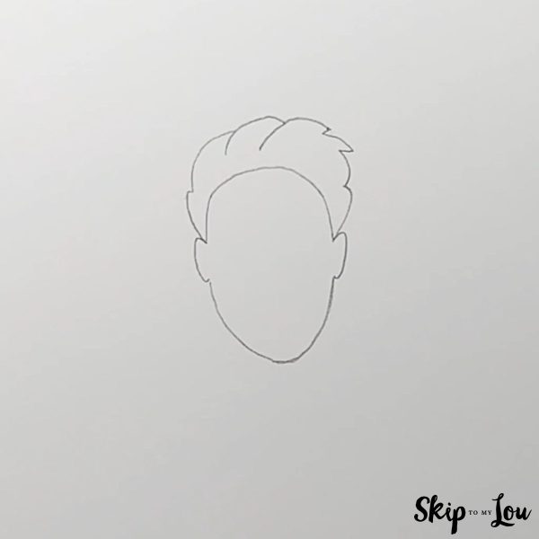 How to Draw Hair - Skip to my Lou Tutorial - Short Hair - Step 2 - Add hair outline to top.