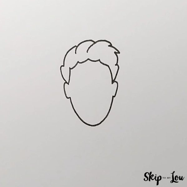 How to Draw Hair - Skip to my Lou Tutorial - Short Hair - Step 4 - Outlined.