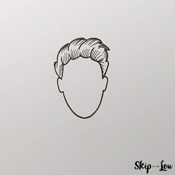 How to Draw Hair - Skip to my Lou Tutorial - Short Hair - Step 5 - Individual hair detail.