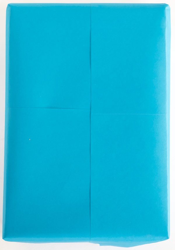 Shoe box wrapped in blue paper by Skip to my Lou