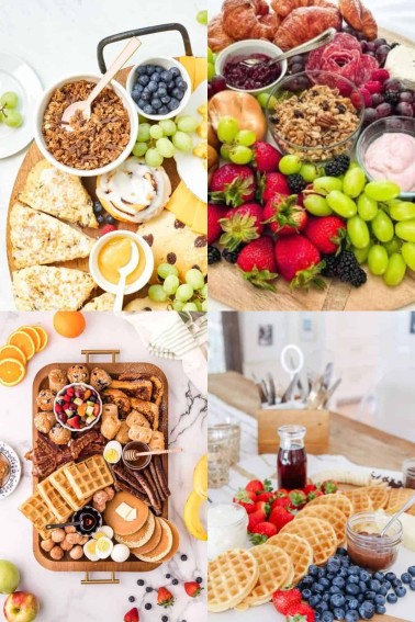 collage of brunch charcuterie boards