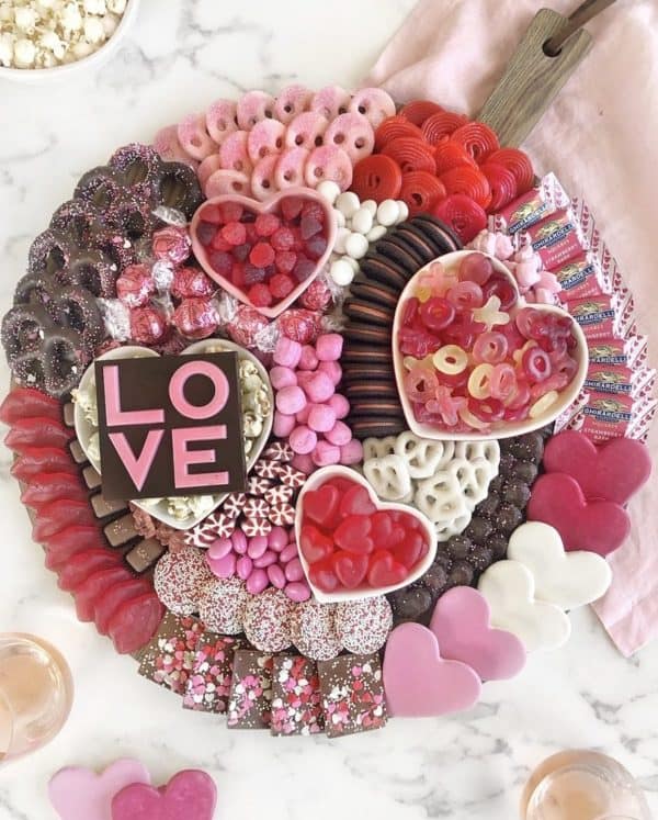 aint to proud to meg- candy charcuterie board ideas-valentines day board with candy