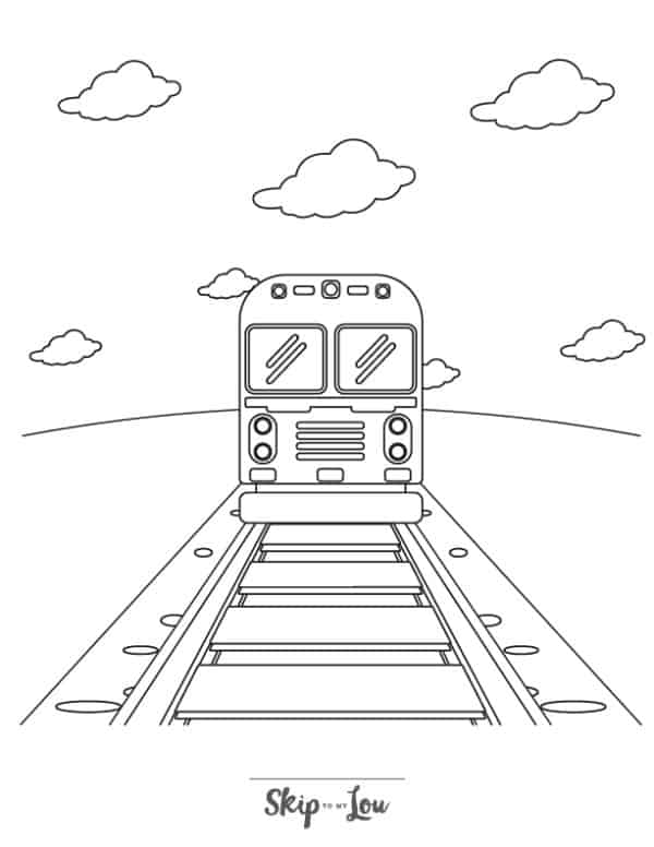 Train on railway coloring page from skip to my lou