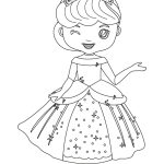 Princess with a sparkly dress and tiara winking coloring page from Skip to my Lou