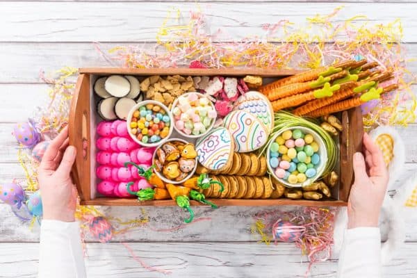 A simple candy dessert charcuterie board for a small get together from Arina photography. 