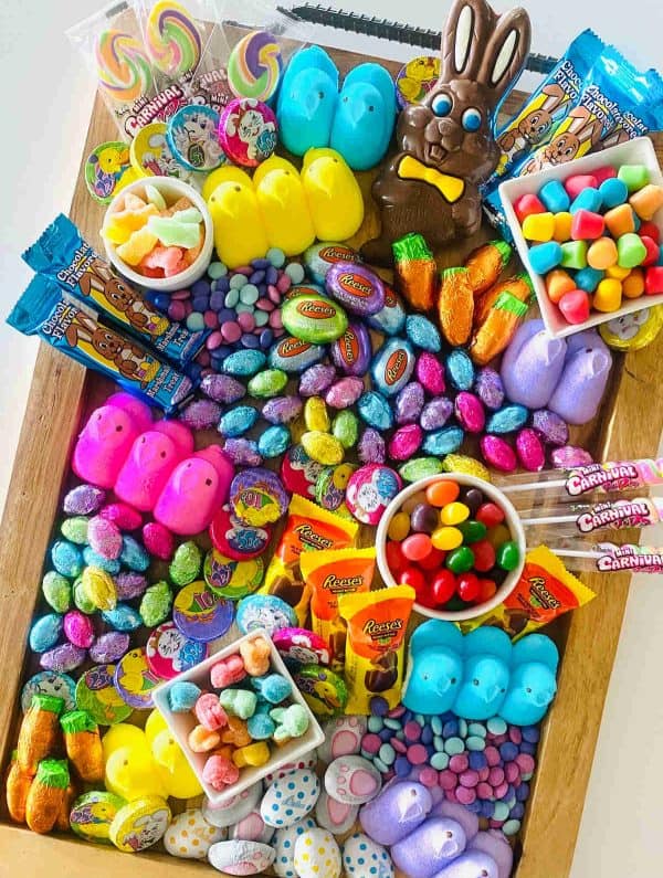 A large and bright board from Aubrey's Kitchen with some traditional Easter candies. And some other mix-ins.