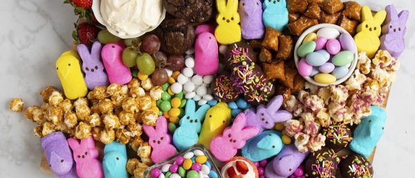 A peep and popcorn filled board from Ready Set Eat