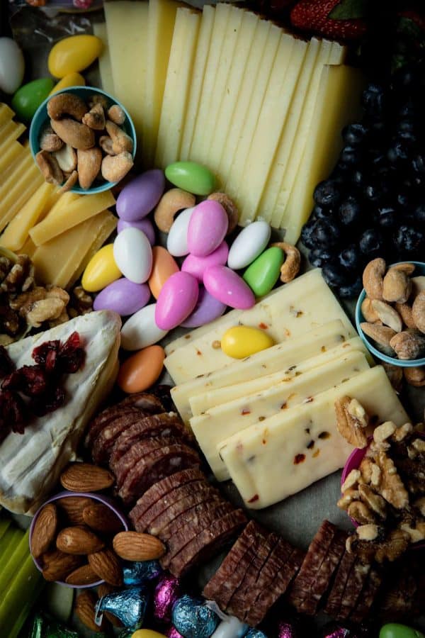 A simple, and traditional charcuterie board set up from Kindly sweet.