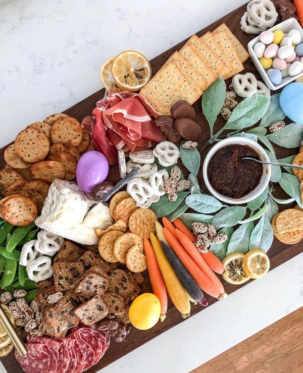 A long and large Easter charcuterie board idea from little bits of real food