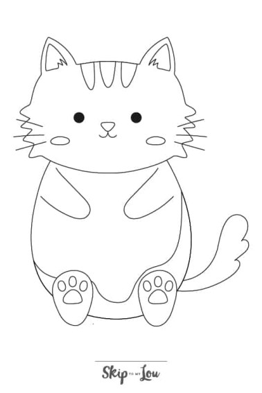 coloring page of a cat in black and white
