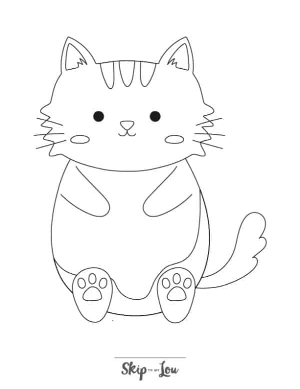 coloring page of a cat in black and white
