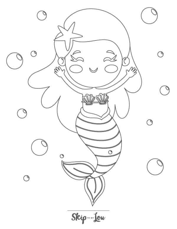 Mermaid swimming in the sea coloring page from Skip to my Lou