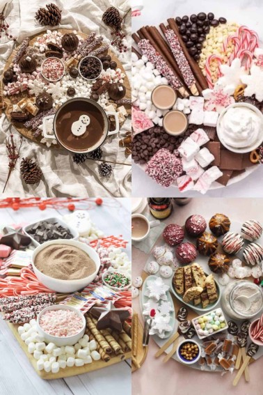 collage of hot chocolate charcuterie boards