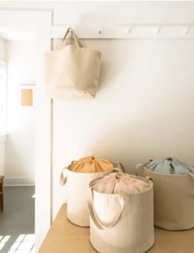 drawstring bucket basket
