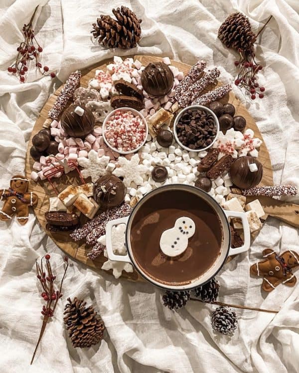 hot chocolate charcuterie board ideas-wine with Paige
