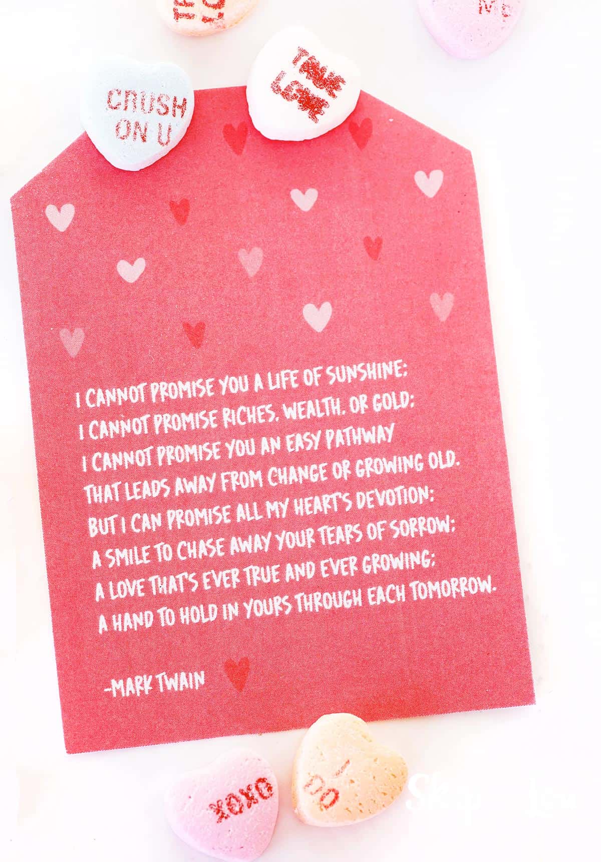 mark twain poem on pink tag for promise day