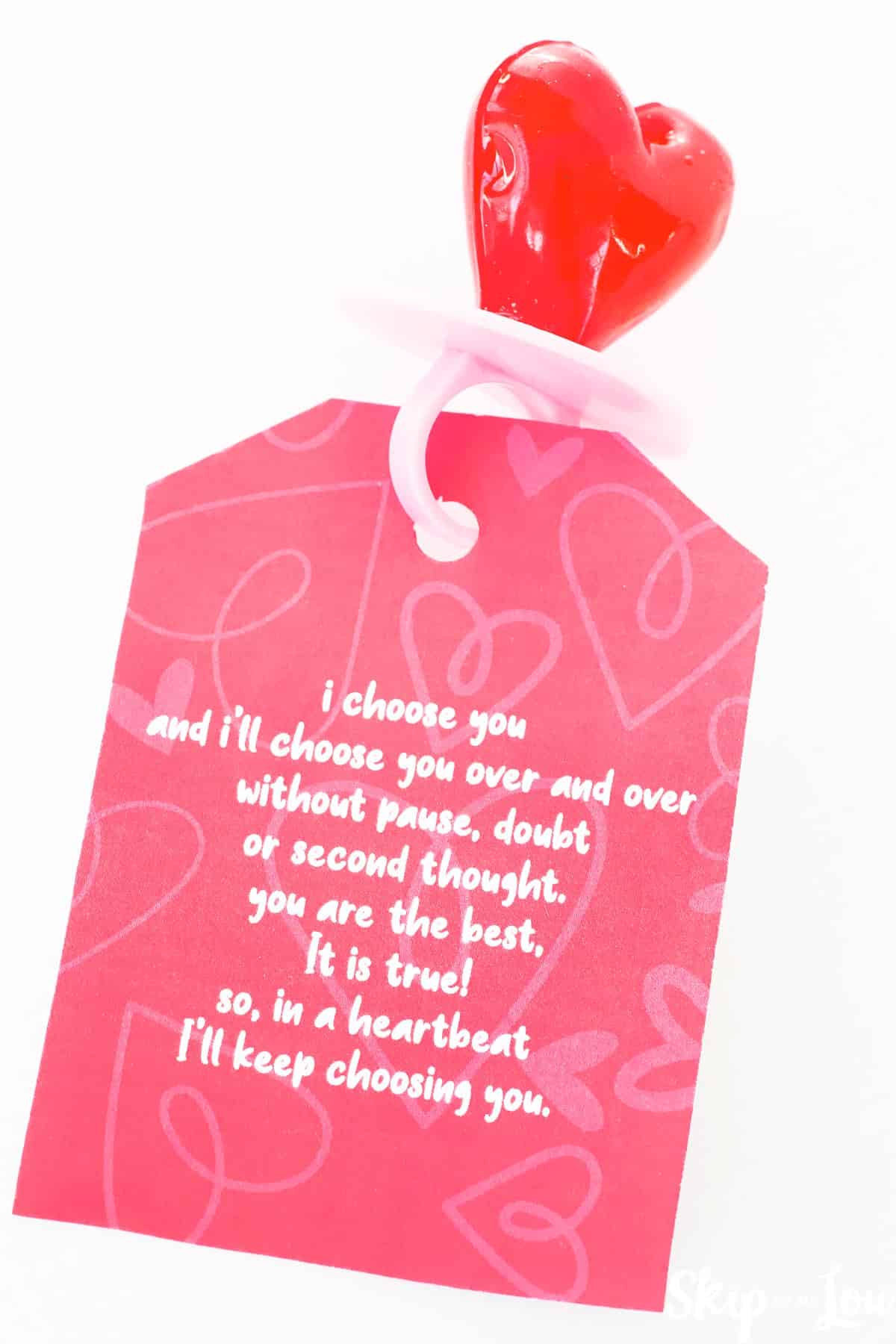 propose day tag with ring pop attached