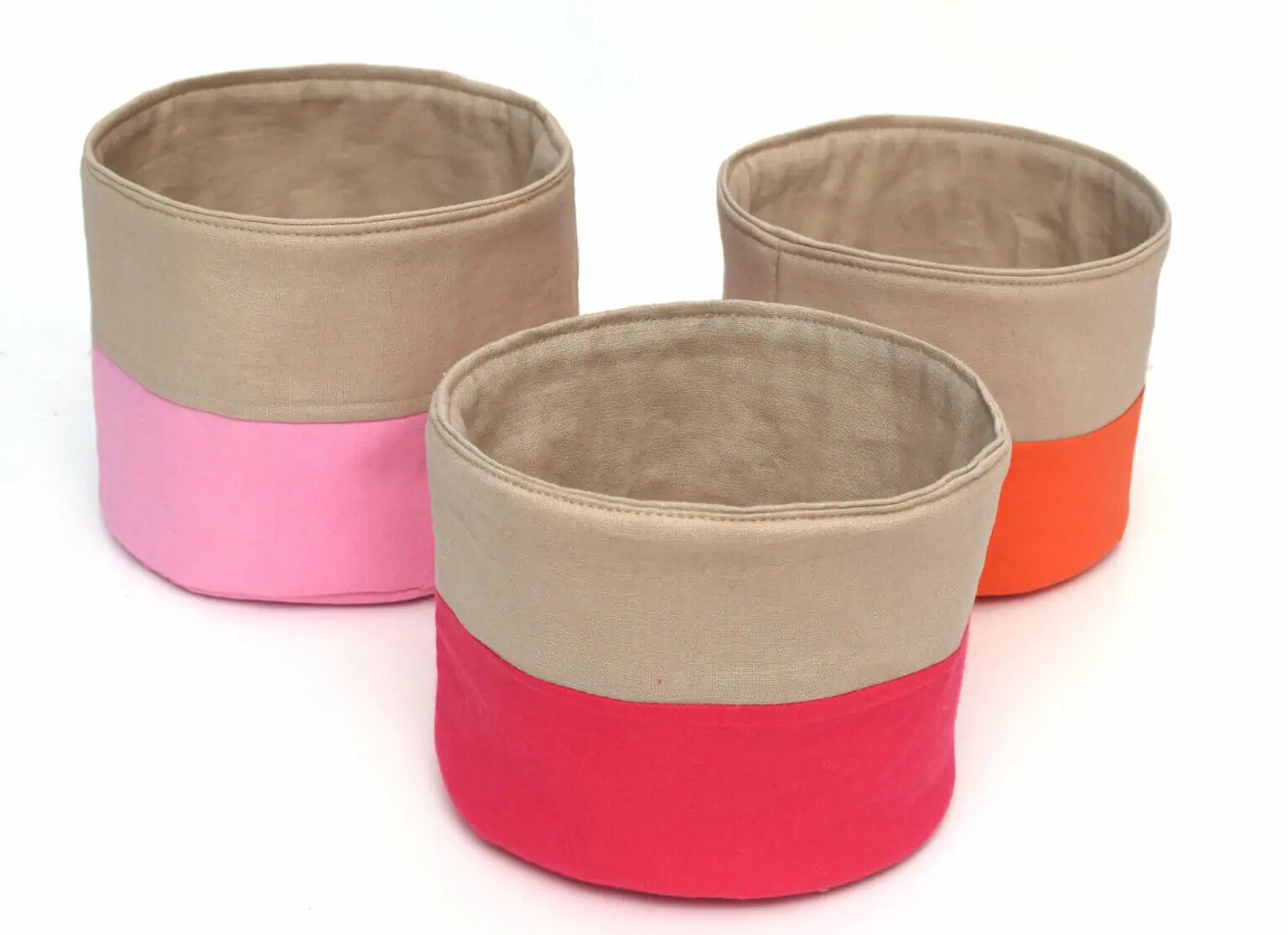 modern color blocked round fabric baskets