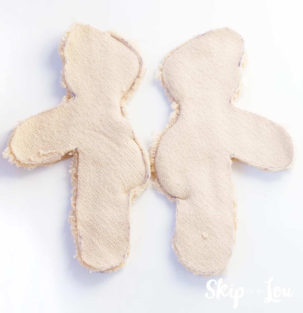 teddy bear pattern pieces with sewn sides