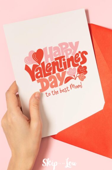 happy valentines card for mom in red envelope
