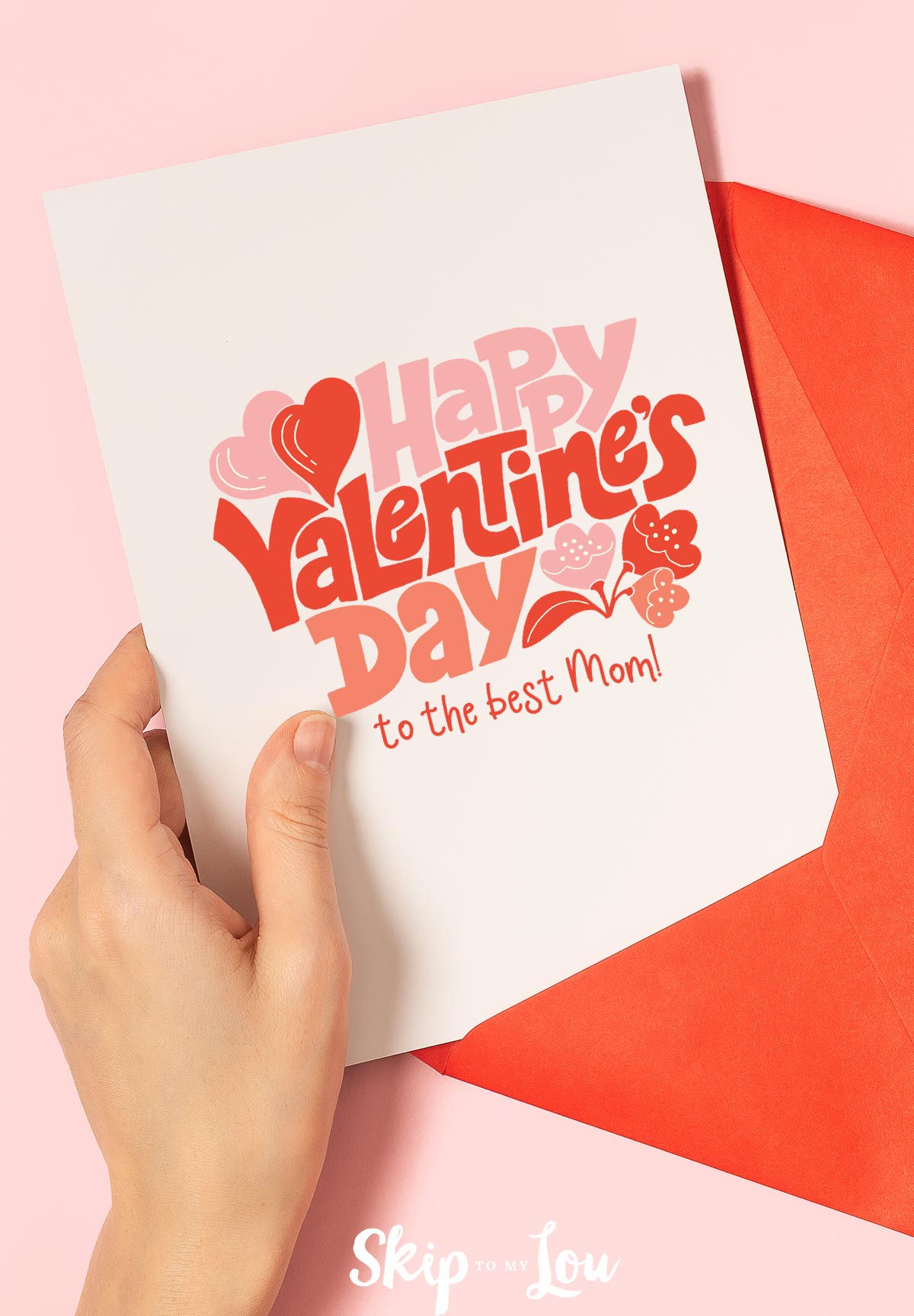 happy valentines card for mom in red envelope