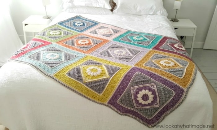 blanket with floral squares