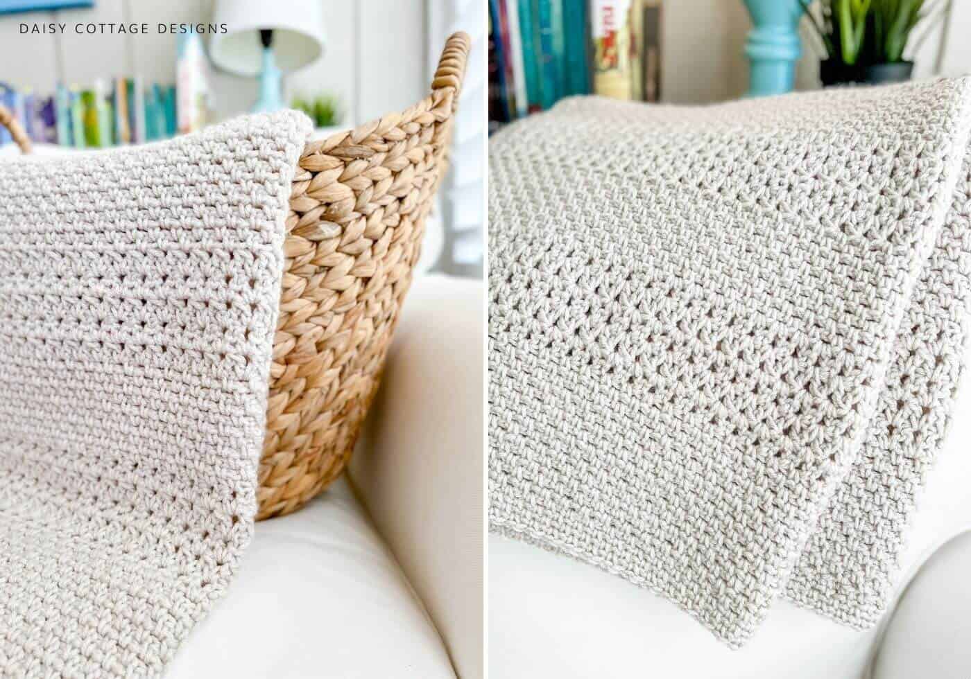 white crochet throw