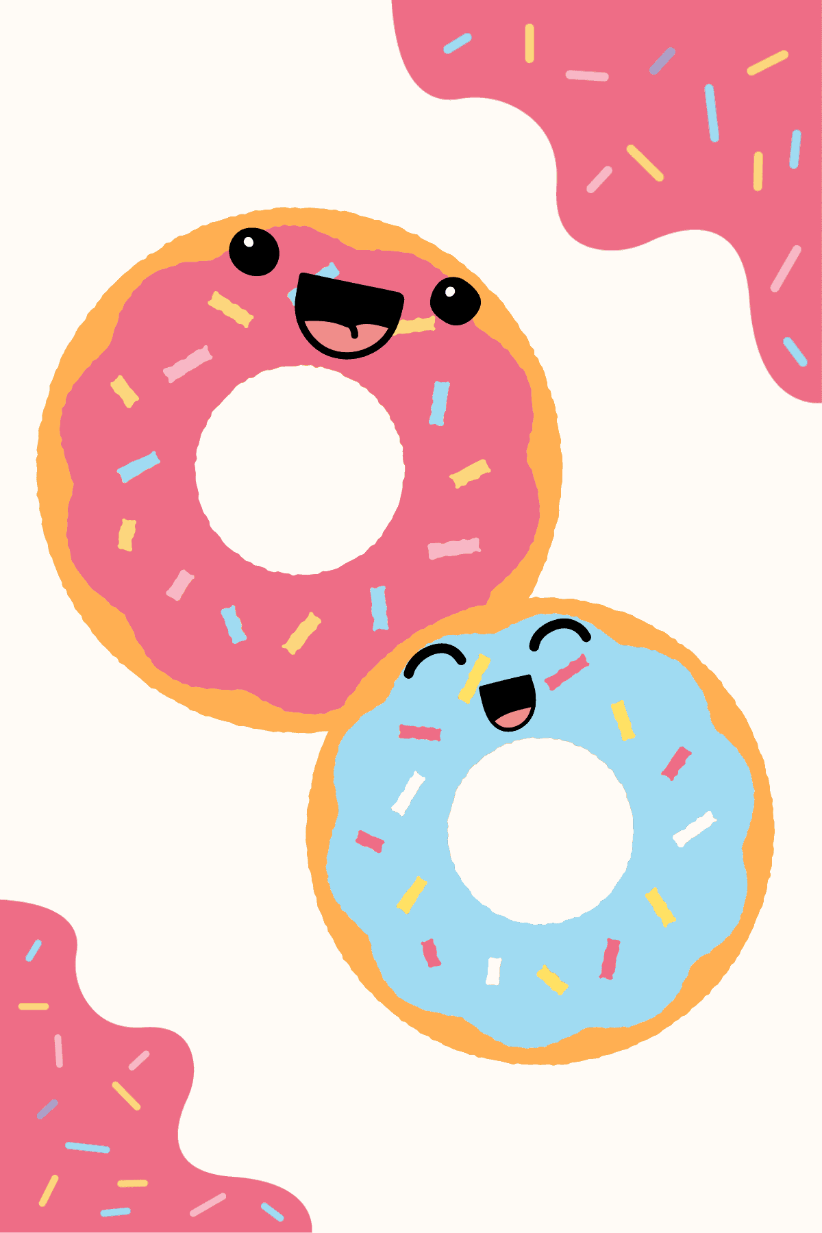 two laughing donuts