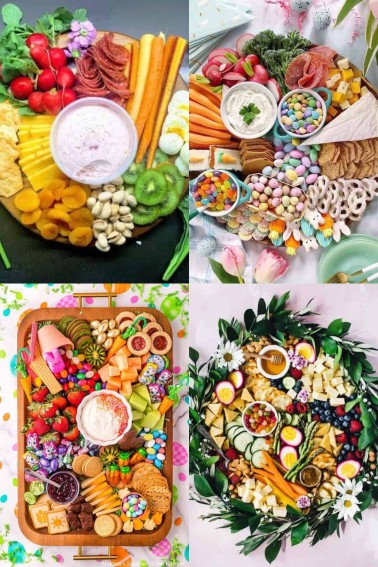 collage of Easter charcuterie board ideas