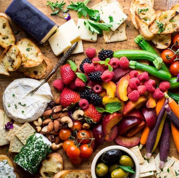 a mix of sweet and savory are present on the  charcuterie board from eating well.