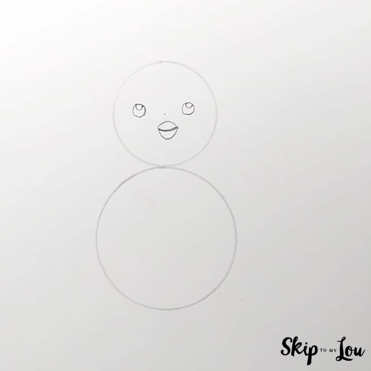 Cartoon Penguin Drawing - Step 2 - Facial features